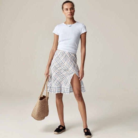 NWT! J. CREW Pointelle Short Sleeve T-Shirt Top Ocean Air Light Blue Medium - Picture 1 of 15